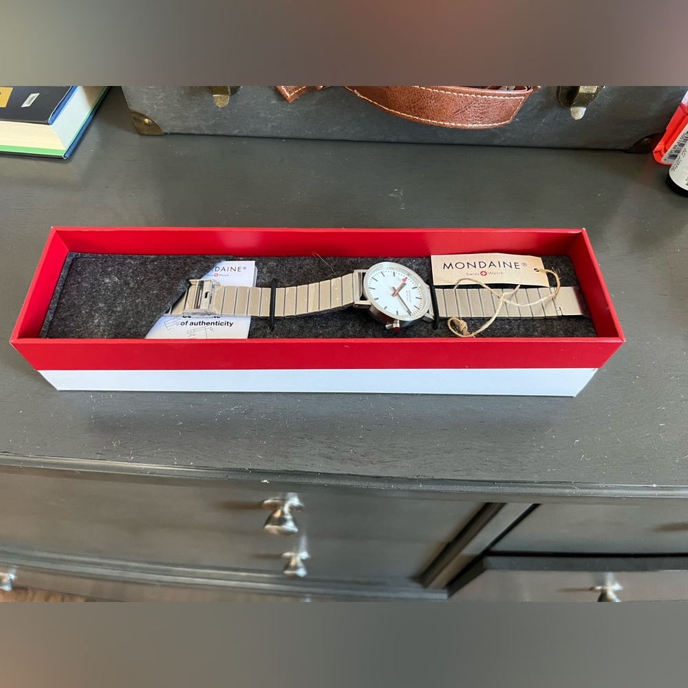 Mondaine swiss watch (unisex) from Geneva, Switzerland . Retails for $600.
